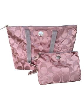 NWOT Coach Brown Signature Weekender Logo Tote with Detachable Accessory Pouch